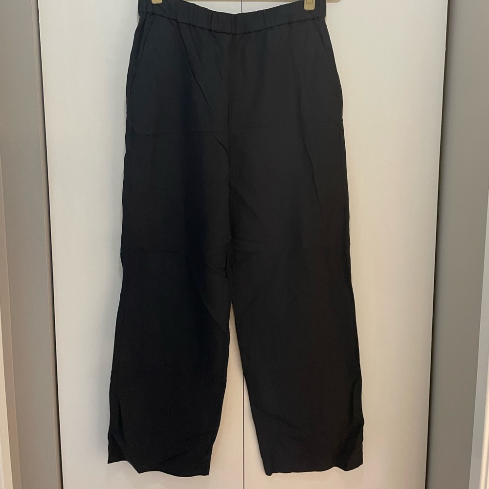 COS wide leg black tencel/linen pants